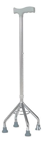 Baston De 4 Patas 4 Apoyos Aluminio Base Alta Premium Gris