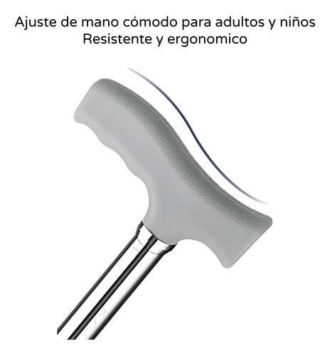 Baston De 4 Patas 4 Apoyos Aluminio Base Alta Premium Gris